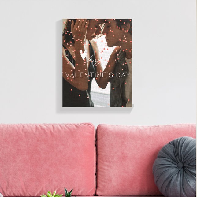 Modern Valentine's Day personalised couple photo  Canvas Print (Creator Uploaded)