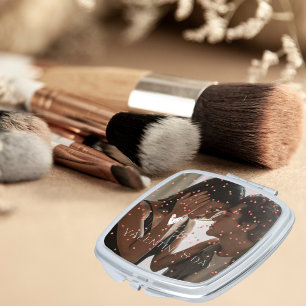Modern Valentine's Day personalised couple photo  Compact Mirror