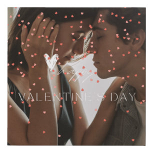 Modern Valentine's Day personalised couple photo  Faux Canvas Print