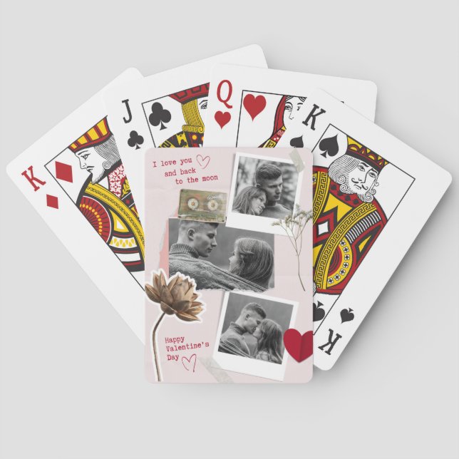 Modern Valentines Day Personalised Couple Photo Poker Cards (Back)