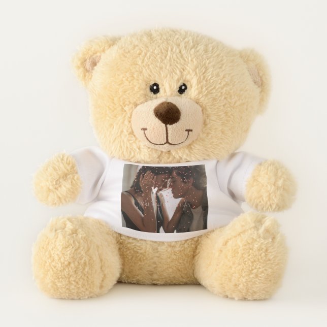 Modern Valentine's Day personalised couple photo  Teddy Bear (Front)