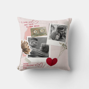 Modern Valentines Day Personalised Couple Photo Throw Pillow
