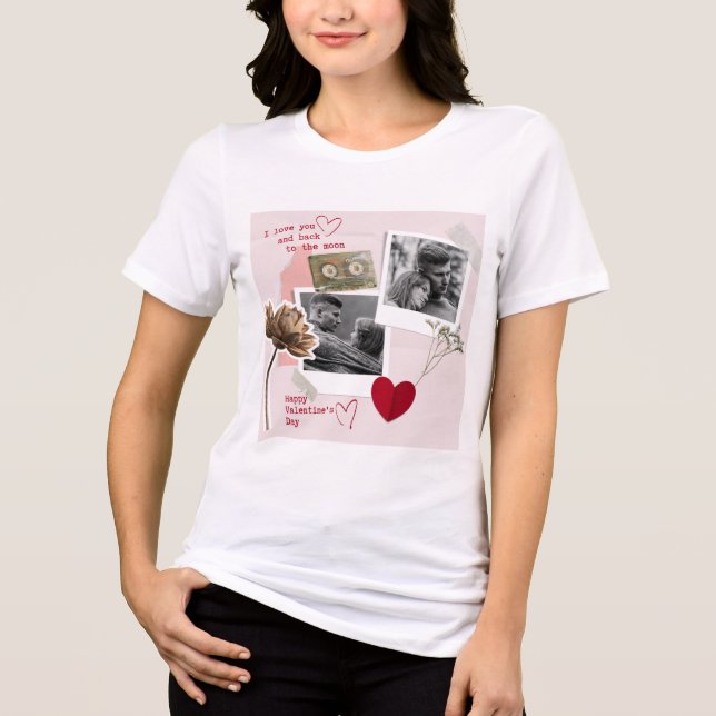 Modern Valentines Day Personalised Couple Photo  Tri-Blend Shirt (Front)