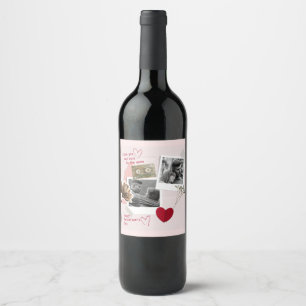 Modern Valentines Day Personalised Couple Photo Wine Label
