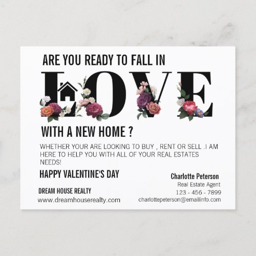 Modern Valentines Day Realtor Farming Promotional Holiday Postcard