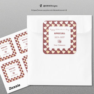 Modern Valentine's Day Special Burgundy White Square Sticker
