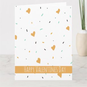 Modern Valentines Day Sprinkle Hearts Mustard Card