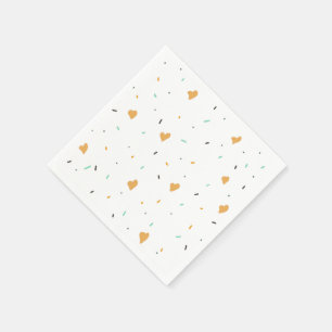 Modern Valentines Day Sprinkle Hearts Mustard    Napkins