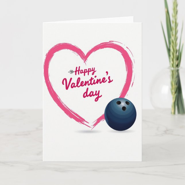 Modern Valentines Fuchsia Heart Card (Front)