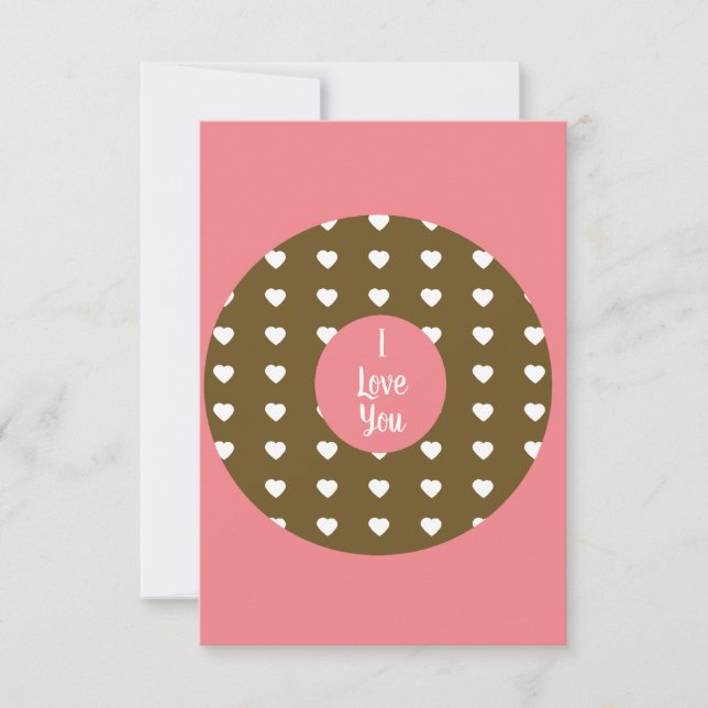 Modern Valentines Hearts Donut Chocolate Brown Card (Front)