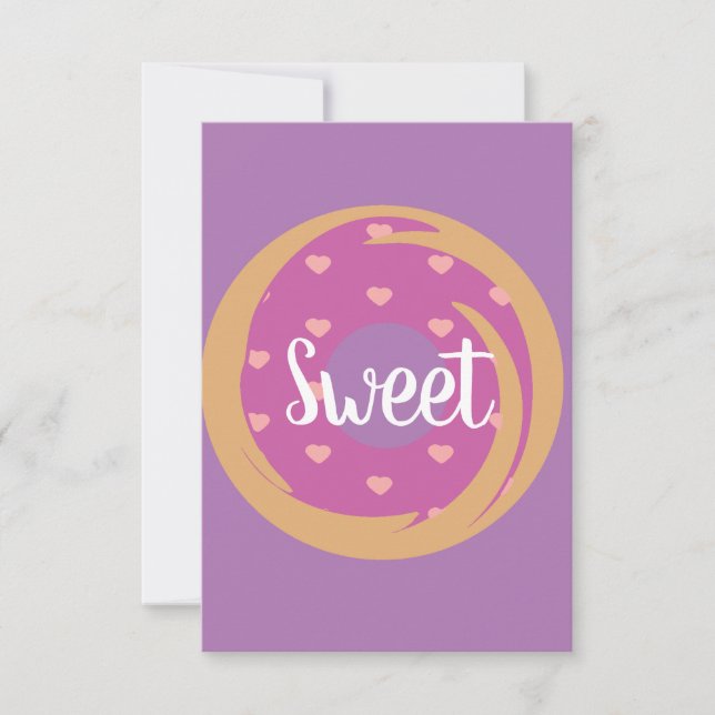 Modern Valentines Hearts Donut Frosting Pink Card (Front)