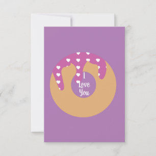 Modern Valentines Hearts Donut Frosting Purple Card