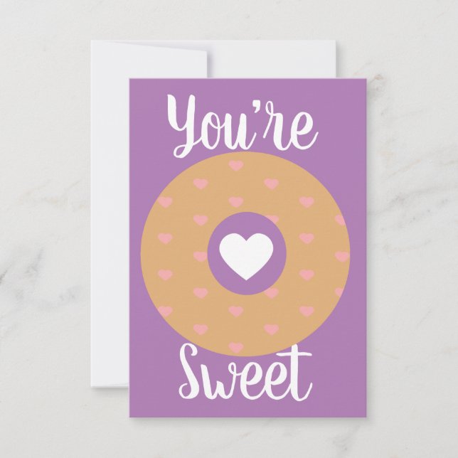 Modern Valentines Hearts Donut Frosting Purple Card (Front)