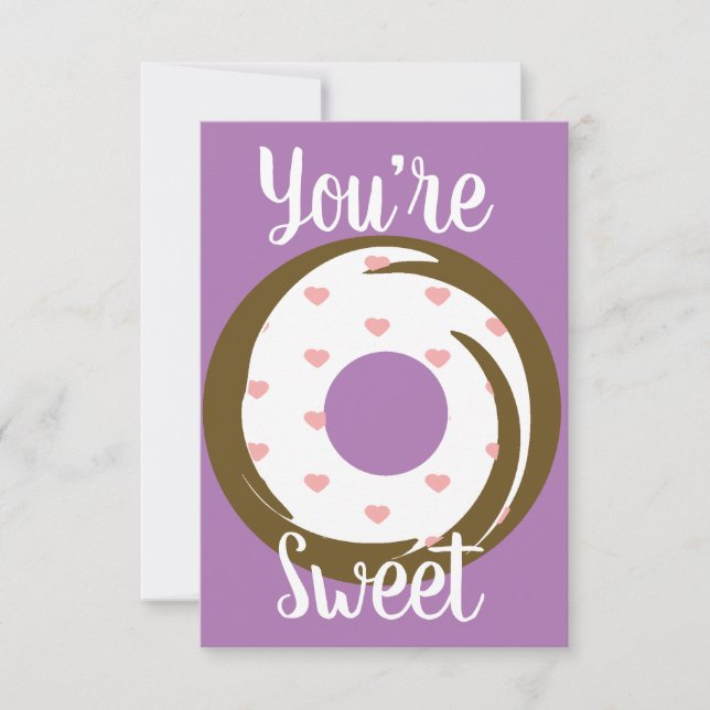 Modern Valentines Hearts Donut Frosting Purple Card (Front)
