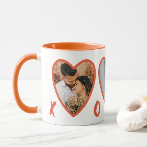 Modern Valentines Orange Hearts Photo Mug