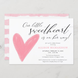 Modern Valentines pink white girl baby shower Invitation