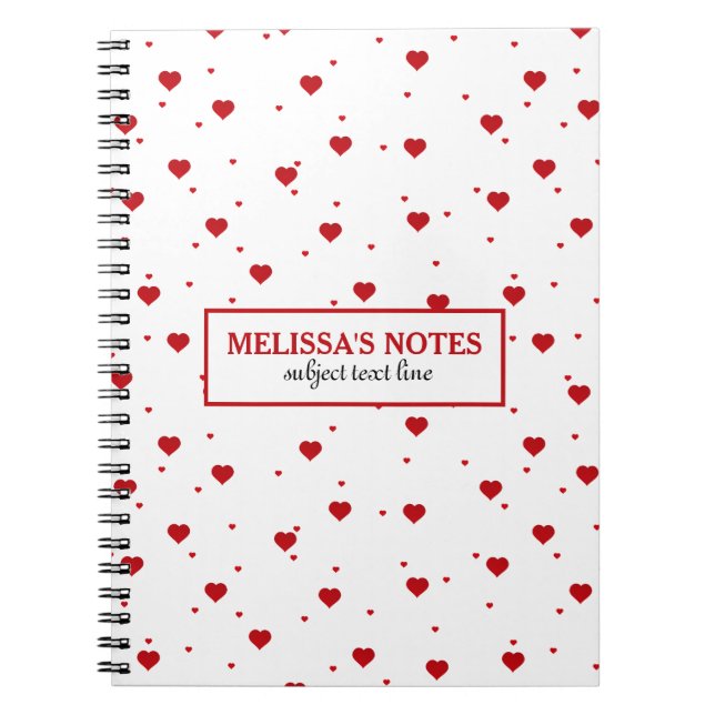 Modern Valentines Red & White Hearts Pattern Notebook (Front)