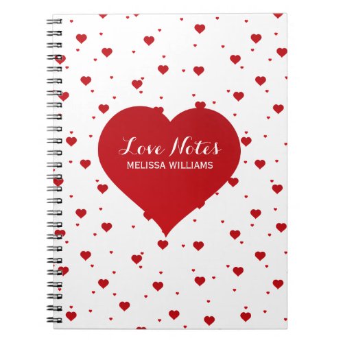 Modern Valentines Red  White Hearts Pattern Notebook
