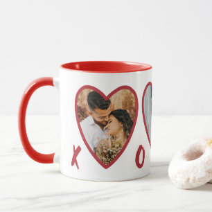Modern Valentines RedHearts Photo Mug
