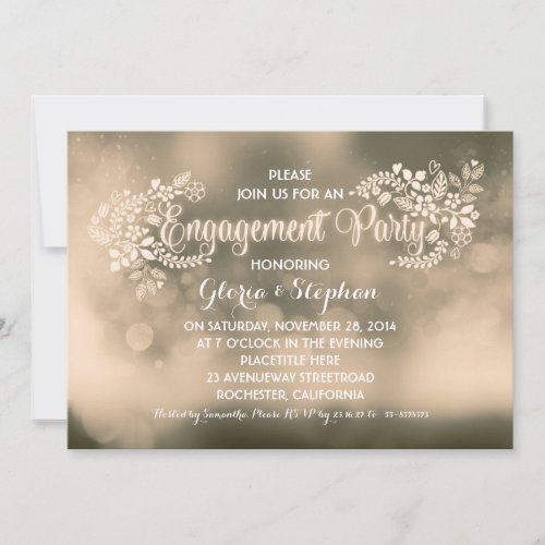 Modern vanilla brown floral engagement party 5x7 paper invitation card