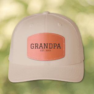 Modern Varsity College Font Grandpa Established Leather Patch Hat