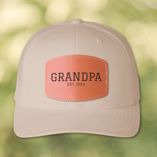 Modern Varsity College Font Grandpa Established Leather Patch Hat (Modern Varsity College Font Grandpa Established Leather Patch Hat)