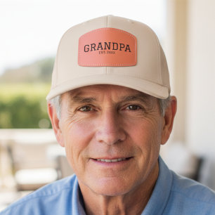 Modern Varsity College Font Grandpa Established Leather Patch Hat