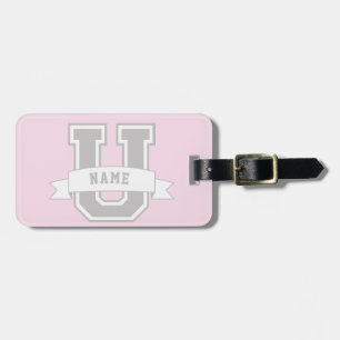 Modern Varsity Name Tag, Custom University School Luggage Tag