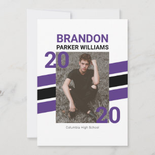 Modern Varsity Photo Grad Invitation Card