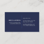 Modern Vase Logo Cleaning Service Dark Blue Business Card (Back)