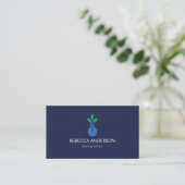Modern Vase Logo Cleaning Service Dark Blue Business Card (Standing Front)