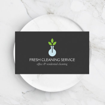 Modern Vase Logo Cleaning Service  Hospitality Business Card by 1201am at Zazzle