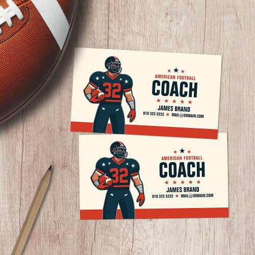 Modern Vector Illustrated American Football Coach Business Card