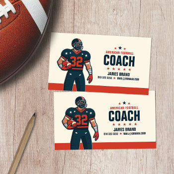 Modern Vector Illustrated American Football Coach Business Card by J32Teez at Zazzle