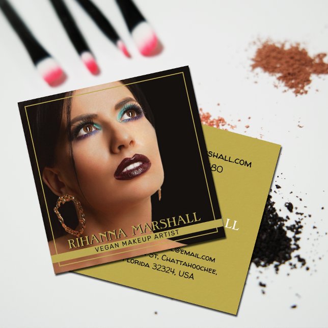 Modern Vegan Makeup Square Square Business Card (Creator Uploaded)