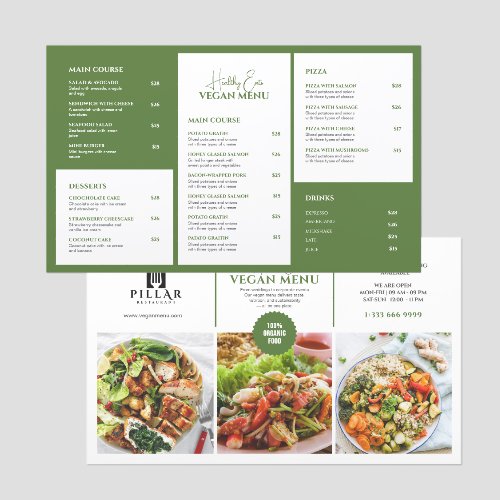 Modern Vegan Restaurant Menu Custom Food Photo