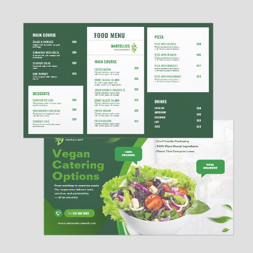 Modern Vegan Restaurant Menu White Green
