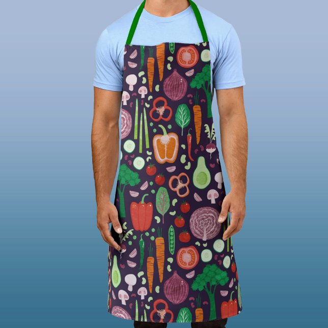 Modern Vegetable Pattern Apron (Vegetable pattern apron for a cook or chef )