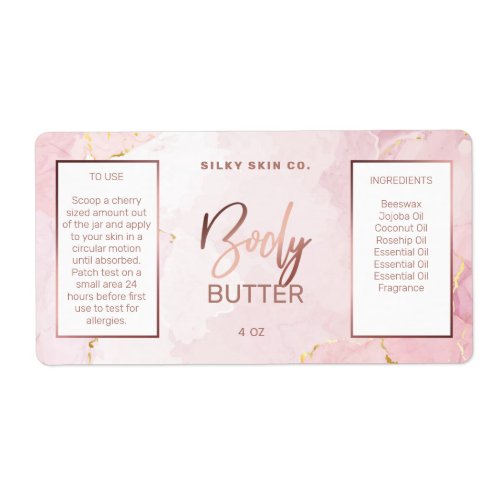 Modern Veined Pink Body Butter Labels