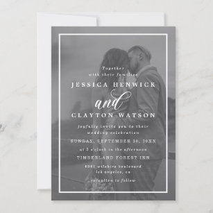 Modern Vellum Black & White Overlay Photo Wedding Invitation