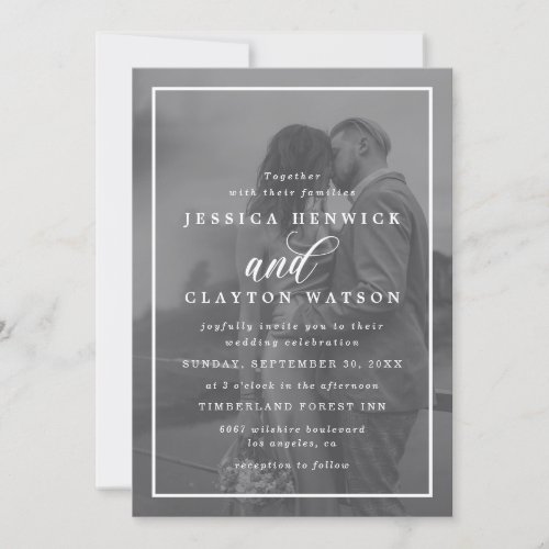 Modern Vellum Black  White Overlay Photo Wedding Invitation