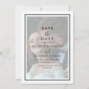 Modern Vellum Black & White Overlay Photo Wedding Save The Date