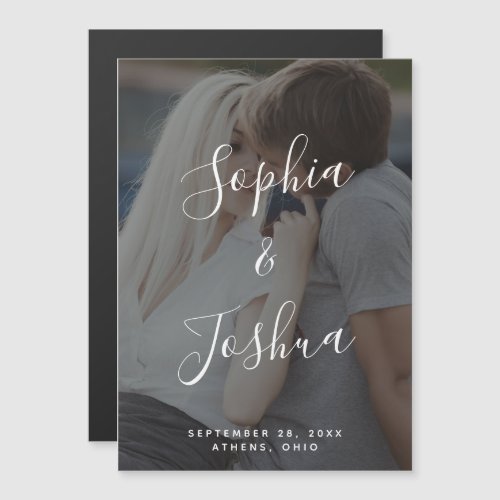 Modern Vellum Look Photo Save the Date Magnet