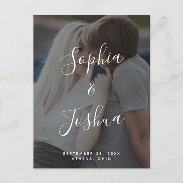 Modern Vellum Look Photo Save the Date Postcard (Front)