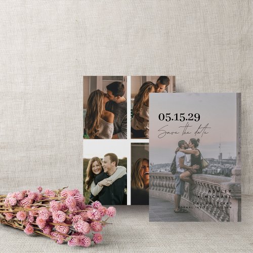 Modern Vellum Overlay Simple Typography 5 Photo Save The Date