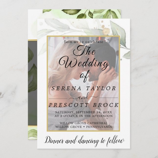Modern Vellum Overlay Wedding  Invitation (Front/Back)