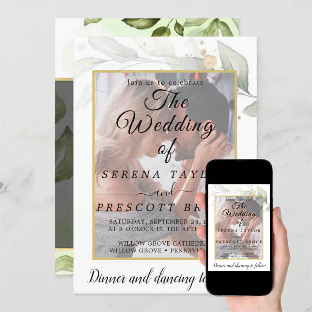 Modern Vellum Overlay Wedding Invitation | Zazzle