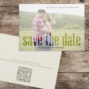 Modern Vellum Simple Elegant Photo QR Code Website Save The Date