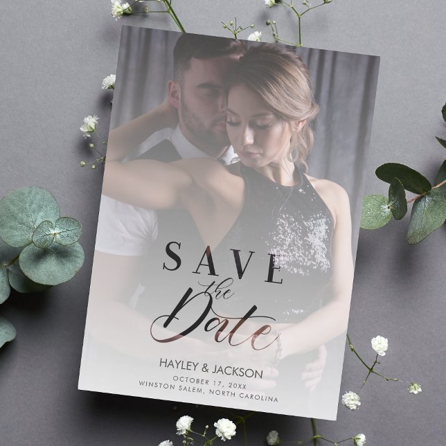 Modern Vellum Transparency Wedding Photo Script Magnetic Invitation (Creator Uploaded)