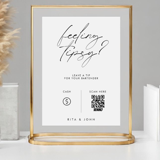 Modern Venmo Tip Your Bartender Wedding Sign (Creator Uploaded)